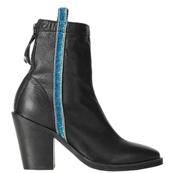 Replay Western Style Leather Black Ankle Boots Size EU 40 US 9 NWB - Picture 1 of 9